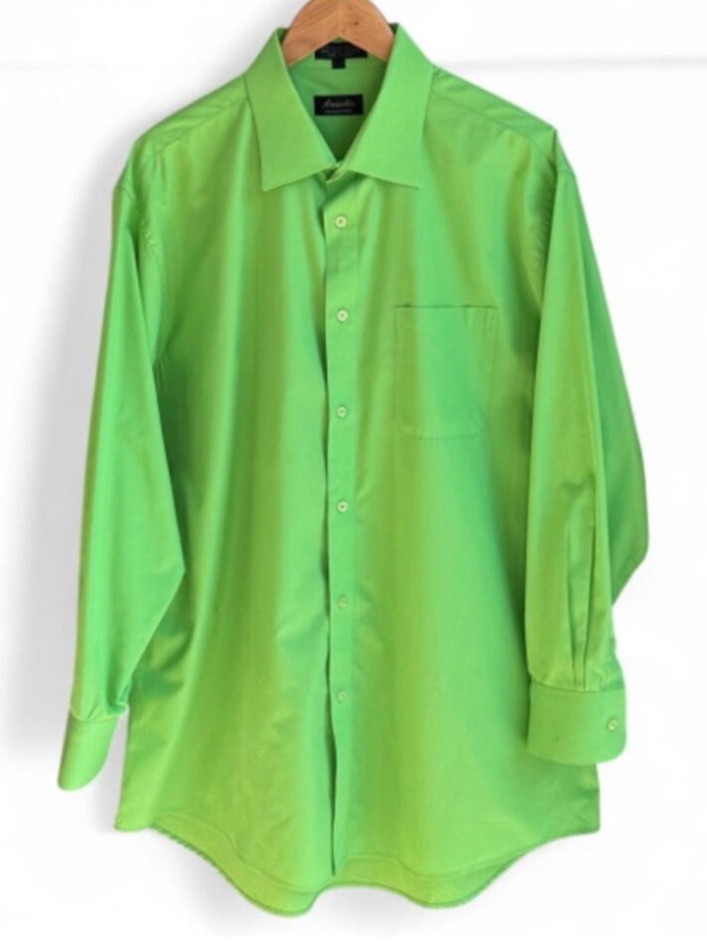 Amanti Mens Kelly Green Dress Shirt 3XL 4XL Big & Tall Italian Style Button Down